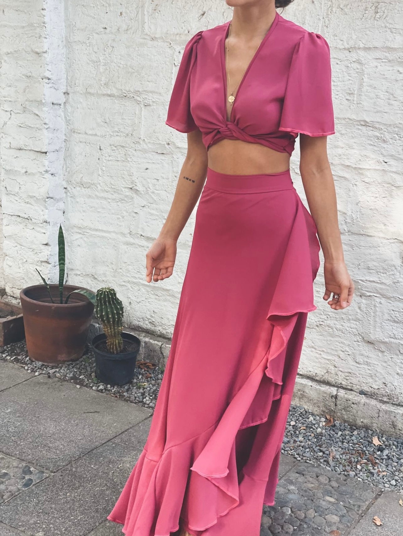 Crop Gracia fucsia