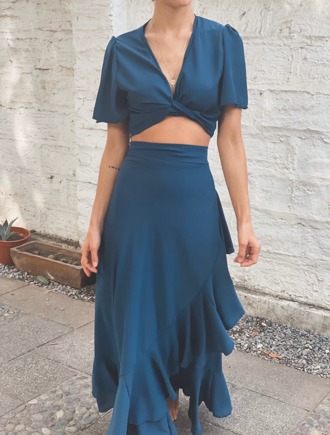 Crop Gracia azul
