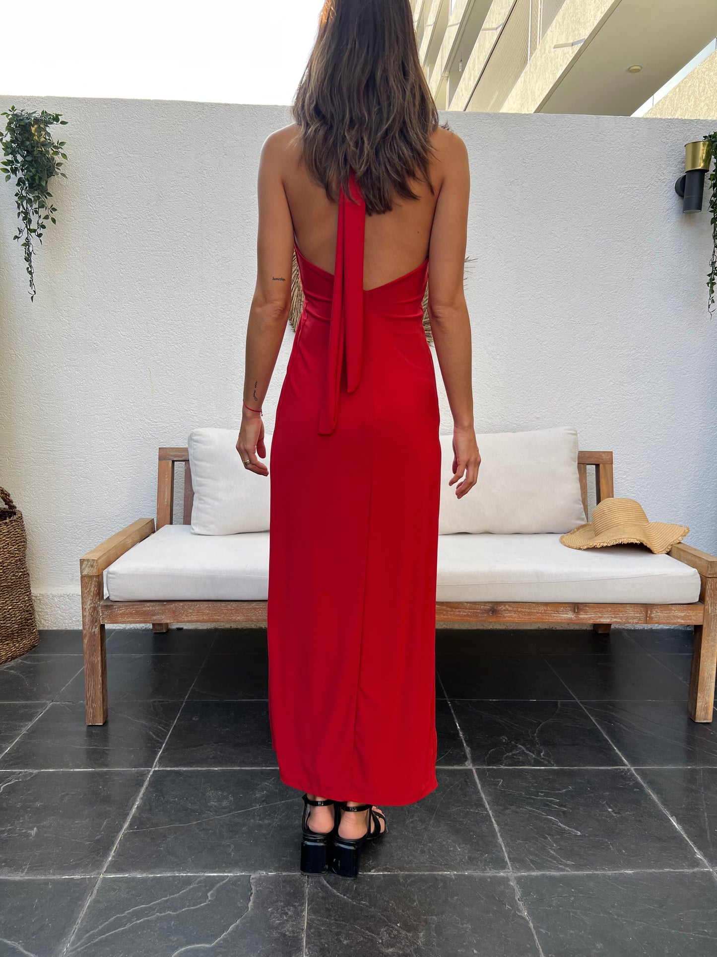 Vestido Caqui rojo