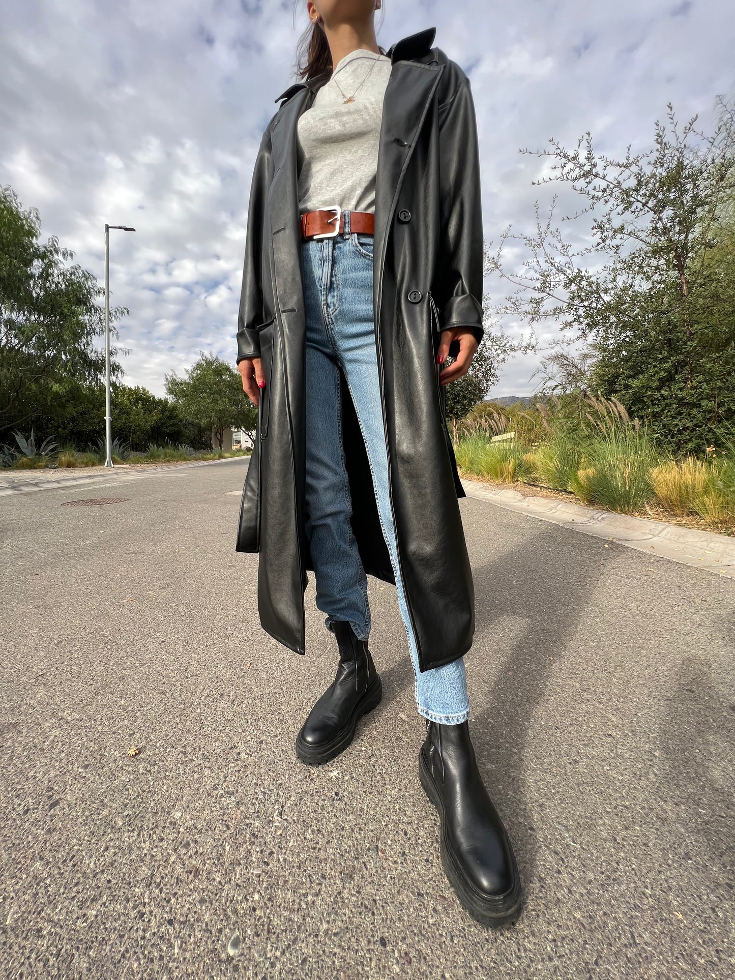Trench Eco cuero negro