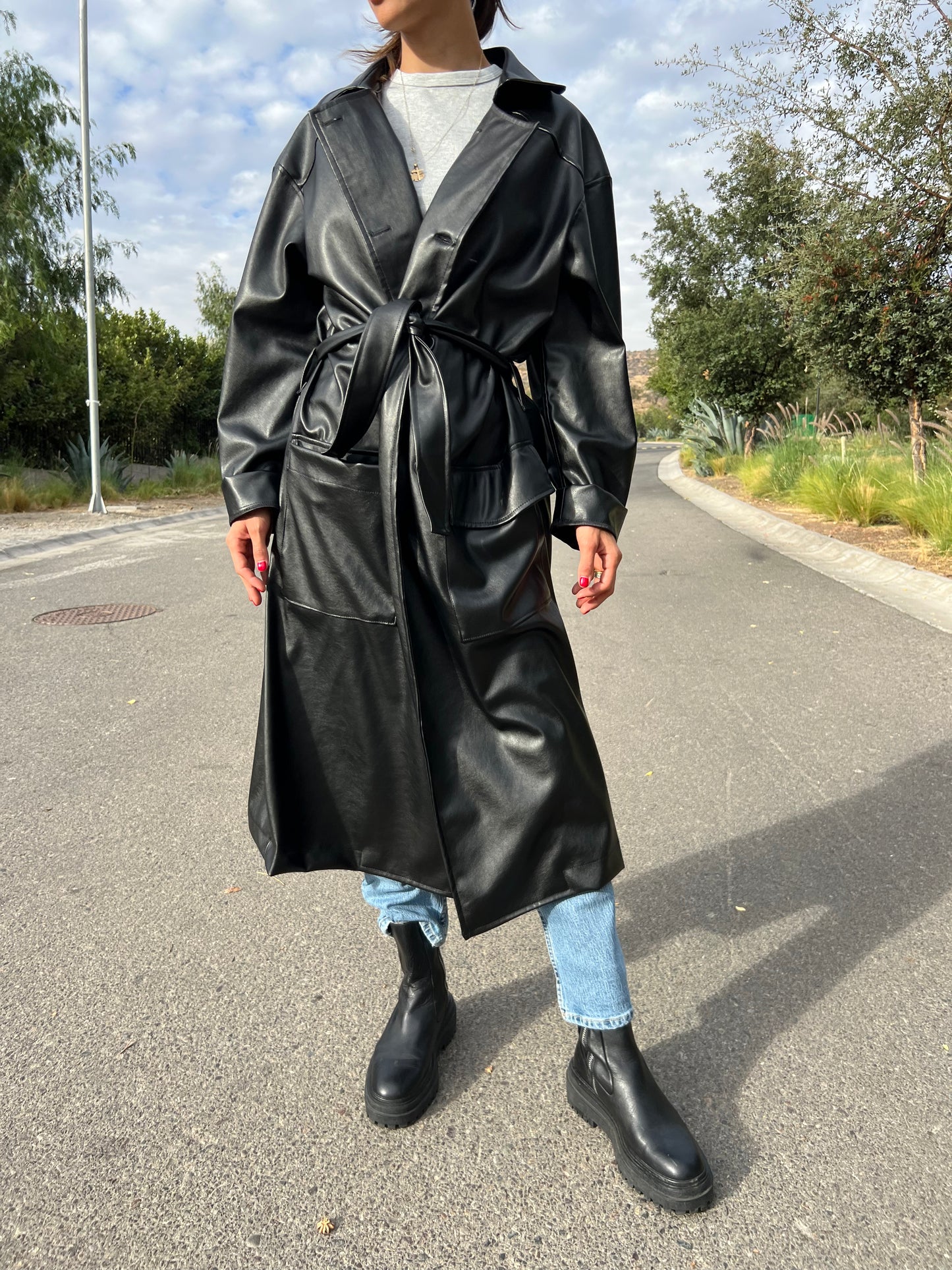 Trench Eco cuero negro